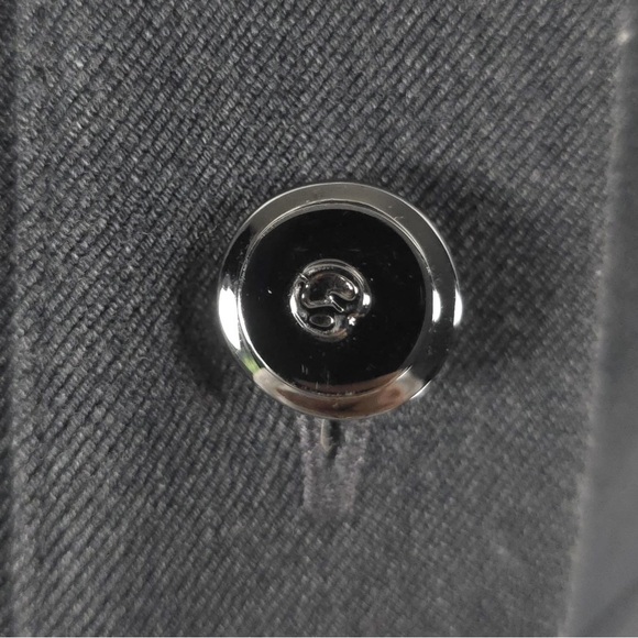 ST. JOHN SPORT MARIE GRAY Stretch Light Blazer Coat Silver Grommet Studs MEDIUM - Picture 7 of 13